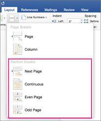 Insert Delete Or Change A Section Break Word For Mac Broken Words Print Layout Change