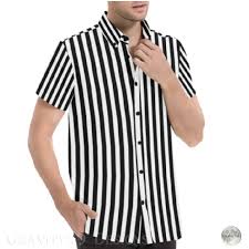 Black And White Striped Button Up Shirt Short Sleeve Black And White Stripes Men S All Over Print Short Sleeve Shirt Model T53 Id D3742838 Casual Dress Shirt Men Costume Shirts Mens Shirt Dress