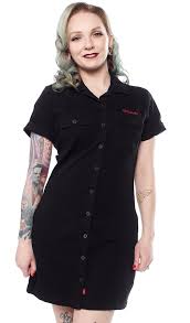 Dickies Girl Cuffed Worker Dress Black In 2020 Black Dress Clothes Fashion