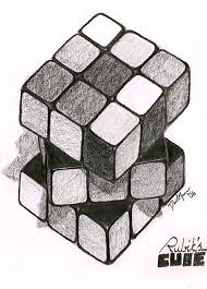 Rubix Cube Drawing Gambar Pensil Seni Jalanan Sketsa
