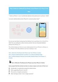 After 30 days, the images are deleted automatically. How To Recover Deleted Lost Photos From Iphone 11 11 Pro 11 Pro Max By Caroline Deng Issuu