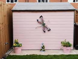Pink Shed Ronseal Cherry Blossom And Sage Garden Paint Garden Front Of House Garden Fence Garden Fencing