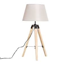 Homcom 27 Linen Fabric Shade Table Top Lamp With Wooden Tripod Stand Beige Tablelamps Lamp Table Top Lamps Table Lamp