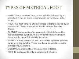 Types Of Metrical Foot Iambic