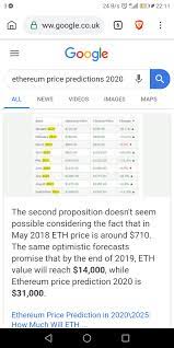 That reflects price gains of. Sit Back Relax And Enjoy And Type In Google Ethereum Price Prediction 2020 D Giga Lol Ethtrader