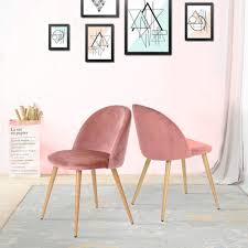 Enjoy free shipping on most stuff, even big stuff. Clipop Set Of 2 Dining Chairs Velvet Upholstered Kitchen Chairs With Backrest Wooden Style Sturdy Metal Legs For Dining Room Living Room And Bedroom Chairs Pink Buy Online In Antigua And