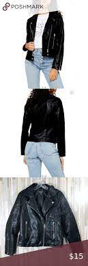 Nwot Topshop Teddy Faux Leather Biker Jacket 6 In 2020 Faux Leather Biker Jacket Topshop Jacket Biker Jacket