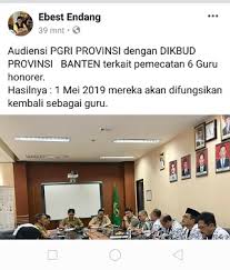 Check spelling or type a new query. Batal Dipecat Kepala Dindikbud Banten Pekerjakan Lagi 6 Guru Honorer Sma Kronjo Topmedia Co Id Akurat Dan Berimbang