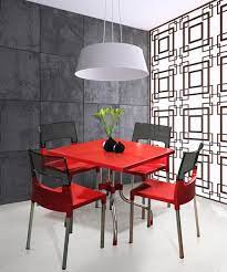 Diva rectangular dining table with two bases. Olive 4 Seater Dining Table Set With Diva Chairs Red
