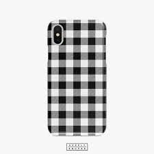 Black And White Plaid Pattern Iphone X Case Samsung Galaxy Etsy Black Iphone Cases Iphone 6splus Cases Black Iphone 7 Plus