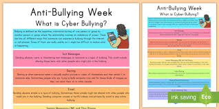 Display this educational poster in a prominent place in the classroom where online classroom technologies are being used. What Is Cyber Bullying Cyber Safety Poster