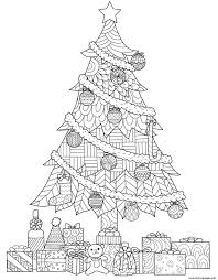 Coloring pages are no longer just for children. Christmas For Adults Decorated Tree Gifts Intricate Pattern Coloring Pages Printable