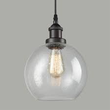 Globe Seeded Glass Pendant Lights Oil Rubbed Bronze
