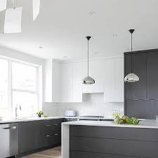 Modern Black And White Kitchen With Black Pantry Cabinets Modern Kitchen Design White Modern Kitchen Modern Kitchen Cabinets
