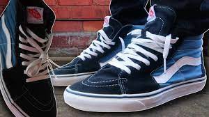 It also features suede uppers, signature waffle rubber outsoles, and padded collars for support and flexibility. How To Lace Vans Sk8 Hi 3 Ways W On Feet Best On Youtube Youtube