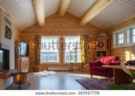 Click the image for larger image size and more details. Beautiful Wood Log House Interior Background With Furniture Stock Images Page Everypixel