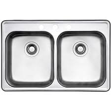 A large single basin accommodates large pots and pans, while the sloped bottom helps with draining and cleanup. Wessan 32 Inch 3 Hole Drop In Double Bowl Kitchen Sink In Stainless Steel The Home Depot Canada