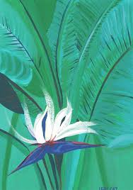 White Bird Of Paradise Painting Painting Of Teal Green Leaves With White Bird Of Paradise Birds Of Paradise Flower Birds Of Paradise White Bird