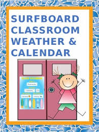 Classroom Weather Calendar Chart Surfboard Themed