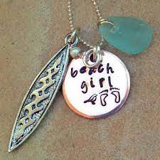 Surfer Girl Necklace Surf Board Necklace Sea Glass Necklace Etsy Surfer Girl Necklace Surfer Girl Ocean Necklace