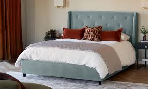 Lenora Sage Green Velvet Double Ottoman Storage Bed