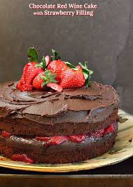Combine the flour, baking powder, baking soda and salt; Chocolate Red Wine Cake With Strawberry Filling This Is How I Cook