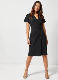 Petite Black V Neck Wrap Dress Petite Outfits Dresses Wrap Dress