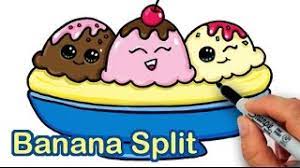 How To Draw A Yummy, Cute Banana Split Ice Cream Sundae - Youtube