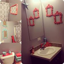 Bathroom Makeover W Coral Teal Gray Coral Bathroom Decor Gray Bathroom Decor Bathroom Makeover