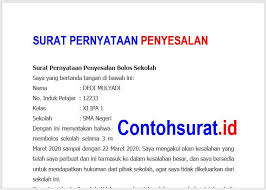 Contoh Surat Pernyataan Penyesalan Yang Baik Dan Benar Sekolah Surat Ipa