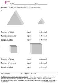 Kindergarten Common Core Math Worksheets Geometry All Standards K G A K G B