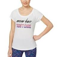 Ideology Mom Hair Don't Care Short Sleeve Fitness Top White, XL #3419