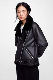 Image 5 Of Contrasting Biker Jacket From Zara Jackets Faux Leather Jackets Leather Jacket