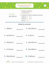 Multiplying Monomials Worksheet Education Com School Worksheets Middle School Math Teaching Algebra