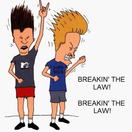 Breakin' the law. We do it all the time. In fact, Americans average breaking  the law over 30 times a year and don't think it's a big deal. What's a law  that