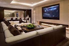 Modern And Luxury Tv Room With White And Brown Furniture Interior Color Decorating Withawesome Ce Luxury Living Room Farm House Living Room Elegant Living Room