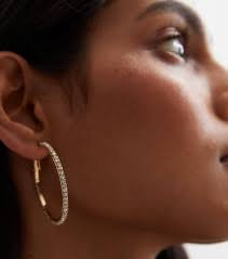 Cheap gold diamante hoop earrings Shop Gold Large Diamante Hoop Earrings