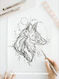 Fox Tattoo Design Idea - Small, delicate line drawing artwork by Deni Minar  - fox head illustration | Tatuagem de raposa, Tatoo, Desenho e pintura