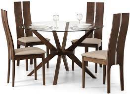 Enjoy free shipping and discounts get inspired with our curated ideas for dining tables and find the perfect item for every room in your home. Julian Bowen Chelsea Walnut And Glass 120cm Round Dining Table And 4 Cayman Chairs Cfs Furniture Uk