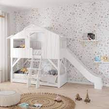 Homestyle4u 1433 hochbett weiß kinderbett 90x200 mit leiter spielbett für kinder 90 x 200 jugendbett massivholz kiefer. Mathy By Bols Baumhaus Etagenbett Mit Rutsche Online Kaufen