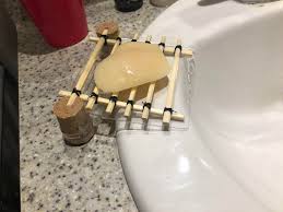 Add regular dish soap to the dishwasher's detergent cup. My Boyfriend Developed Our Own Soap Dish After I Showed Him An Inspiring Post Here He Used Chopsticks Thread Wine Cork And A Small Portion Of Plastic For Water Droplets He Thinks