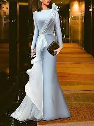 Solid Color Gauze Stitching Evening Dress Pakaian Jelita Model Pakaian Wanita Pakaian Pesta