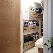 Hanging storage rack wall sneakers mounted shoebox finishing organizer shelf holder home space saving self adhesive shoe hanger. Shoe Rack Wall Mounted Rustic Wooden Etsy In 2021 Wooden Shoe Racks Wall Mounted Shoe Rack Shoe Rack Wall