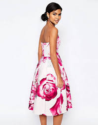 Negozio di vestiti usati e vintage acquisti previa registrazione e pagamento in contrassegno o tramite bonifico. Asos Vestito Midi Da Cerimonia A Fascia Rosa Acceso Floreale Asos