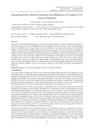 Amended march 29, 2012, effective july 1, 2012. Pdf Integrating Early Neutral Evaluation Into Mediation Of Complex Civil Cases In Malaysia