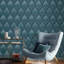 Botanica 396 L X 20 50 W Smooth Wallpaper Roll In 2021 Wallpaper Living Room Accent Wall Teal Wallpaper Accent Walls In Living Room