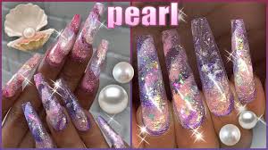 An almond or stiletto shape will elongate the look of the fingers, but the coffin shape makes fingers look quite a bit longer, she notes. Mother Of Pearl Acrylic Long Coffin Nails Design Youtube
