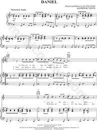 Elton John Daniel Sheet Music In C Major Transposable Download Print Sku Mn0038637