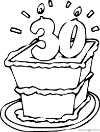 Free december coloring page printable. 30th Birthday Cake Coloring Page Coloringall