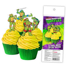 Turtle chocolate cupcakes are perfect little treats for kids and adults alike. Teenage Mutant Ninja Turtles Edible Wafer Cupcake Toppers